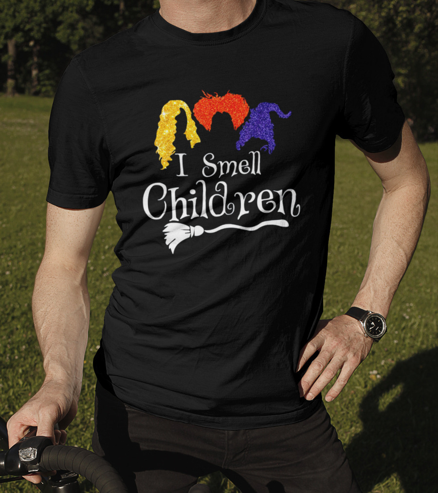 I Smell Children Witch Silhouette Hair Colors Broomstick T-Shirt
