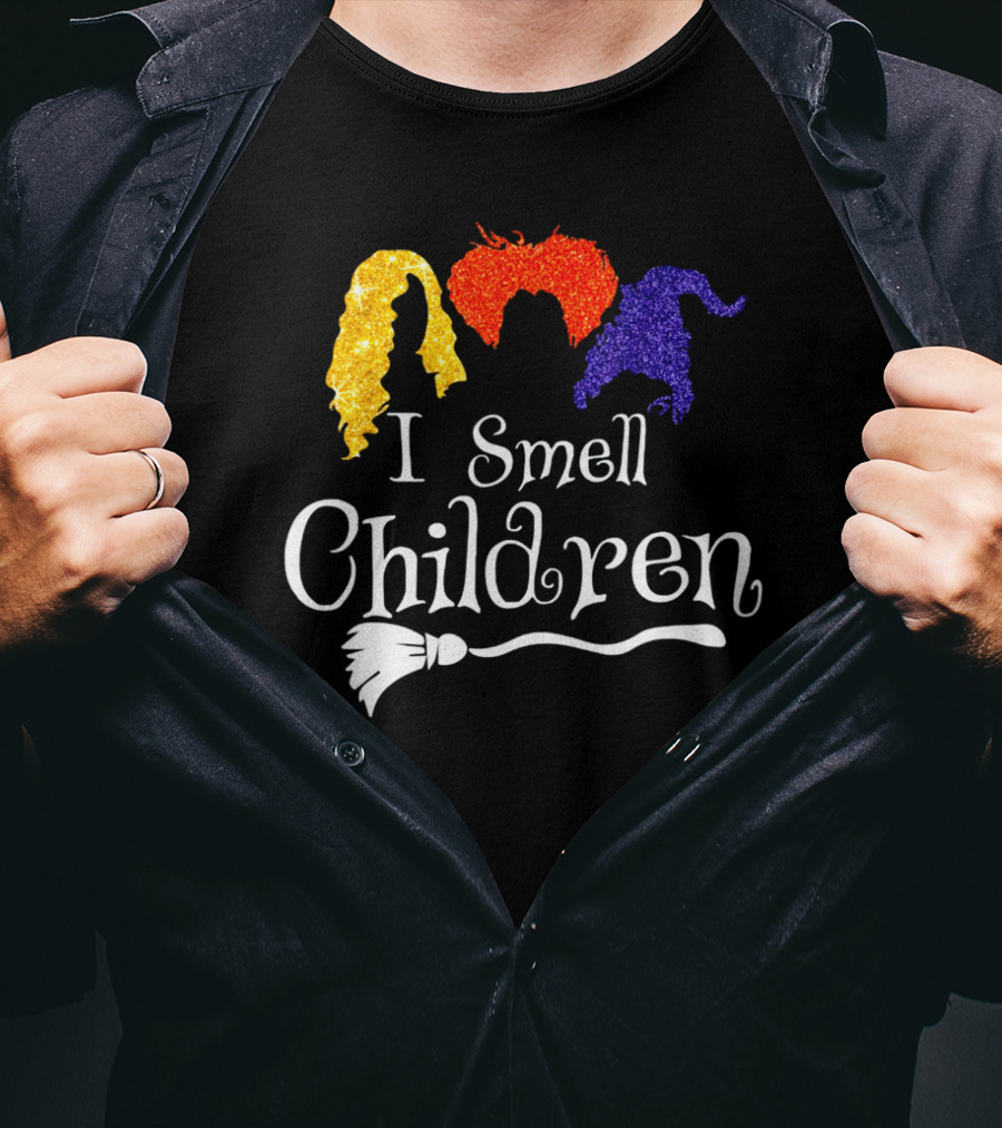 I Smell Children Witch Silhouette Hair Colors Broomstick T-Shirt