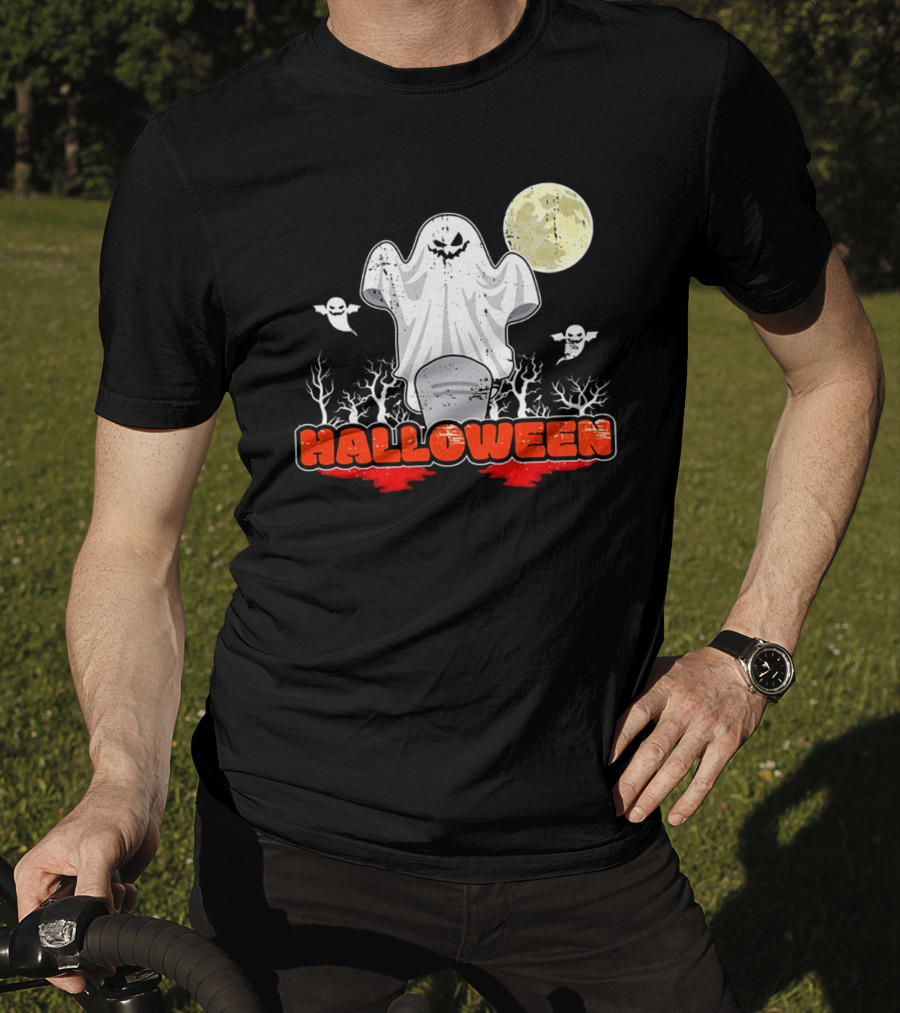 Halloween Ghostly Spirits With Haunted Moonlit Trees T-Shirt