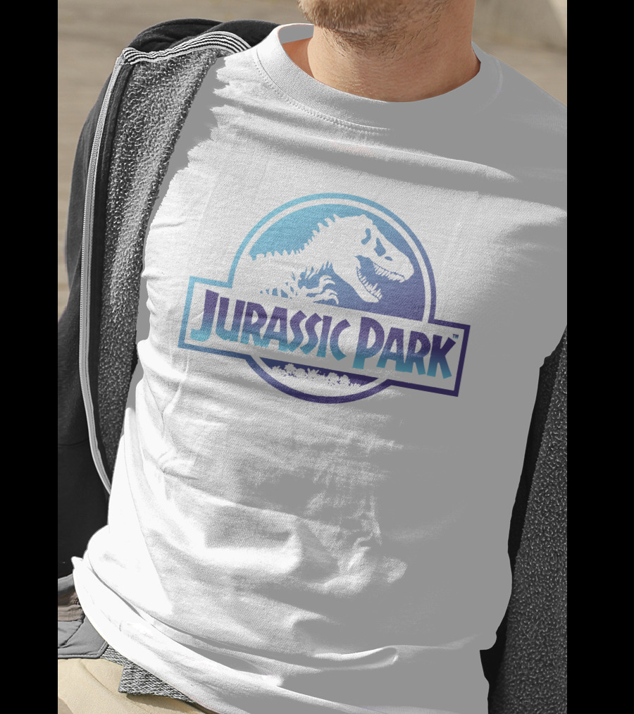Jurassic Park Dinosaur Logo Blue And White T-Shirt