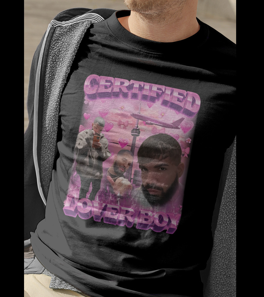 Certified Lover Boy Drake Toronto Skyline Hearts Pink Airplane Aesthetic T-Shirt