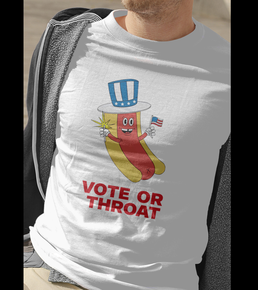 Vote Or Throat Uncle Sam Hotdog With American Flag T-Shirt