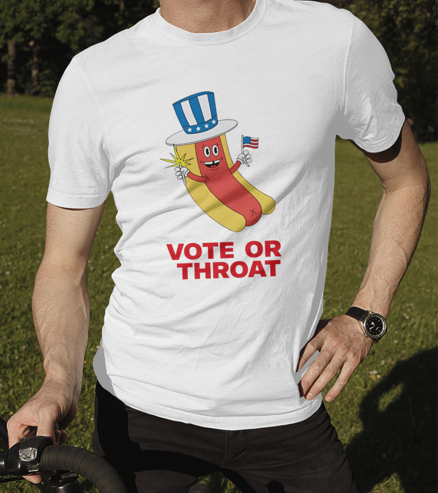 Vote Or Throat Uncle Sam Hotdog With American Flag T-Shirt