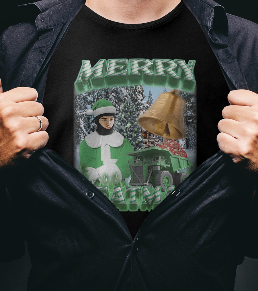Merry Yeatmas Swag Stimulus Holiday Festive Scene With Elf And Golden Bell T-Shirt