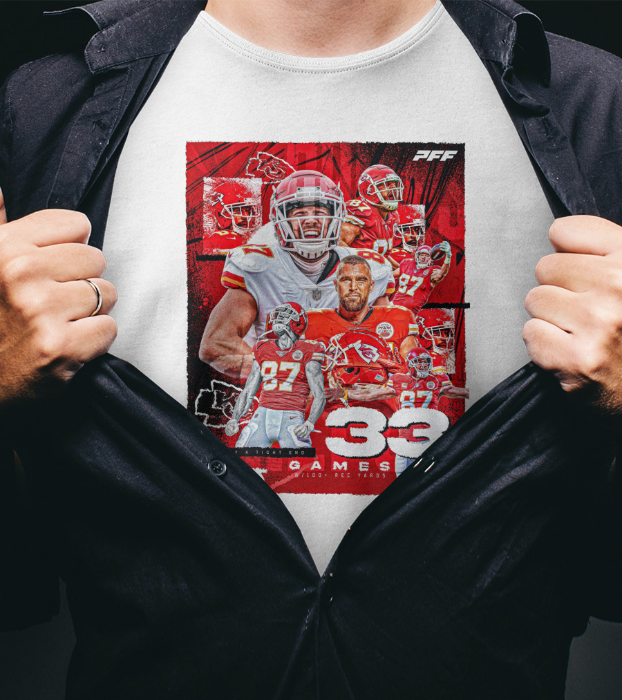 Chiefs Tight End Record 33 Games PFF Highlights T-Shirt