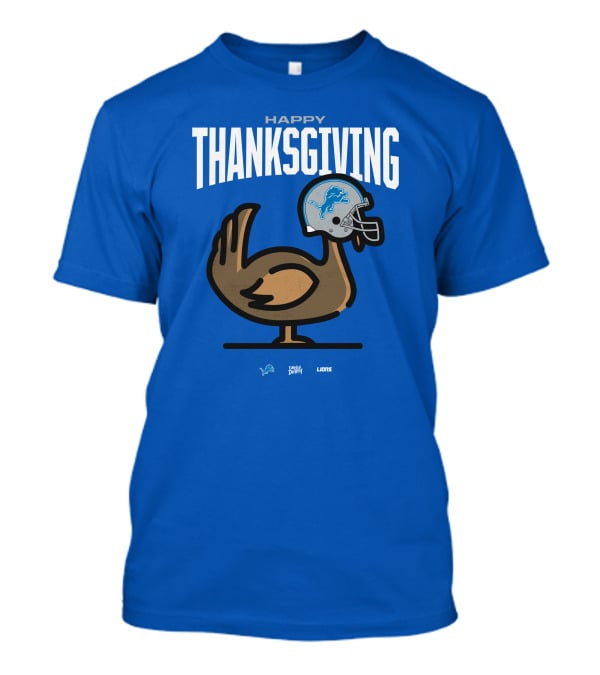 Detroit Lions Happy Thanksgiving Turkey Helmet Thanksgiving T-Shirt