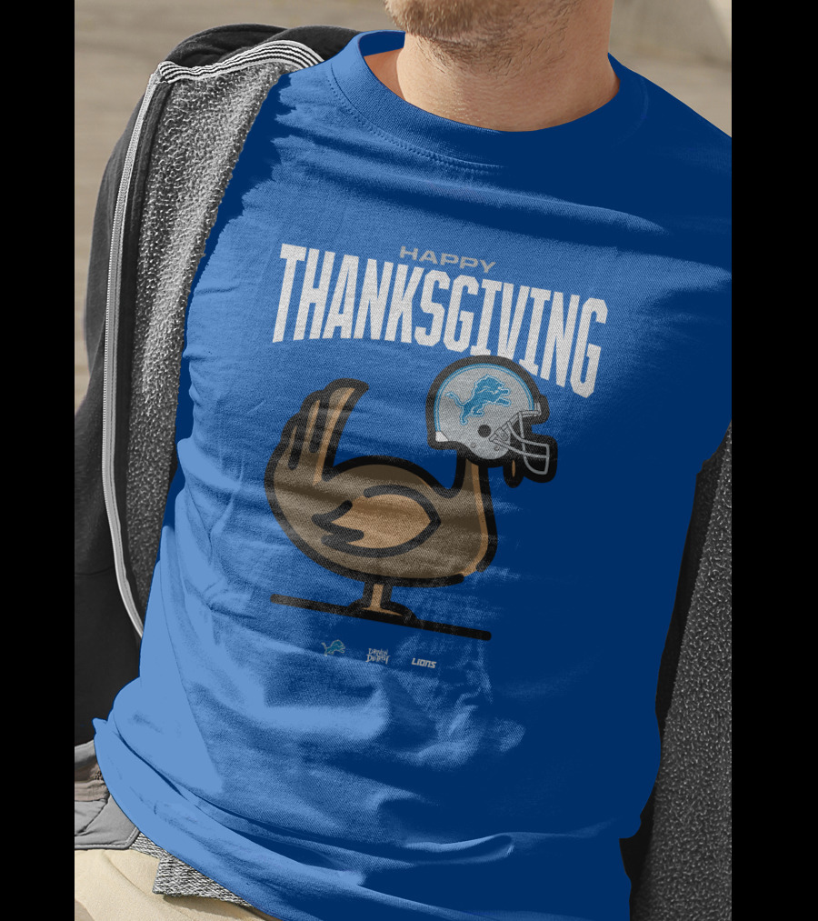 Detroit Lions Happy Thanksgiving Turkey Helmet Thanksgiving T-Shirt