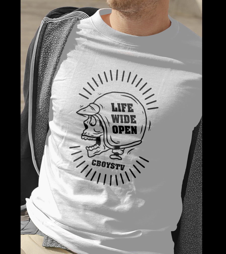 Life Wide Open Skull Helmet Cboystv T-Shirt