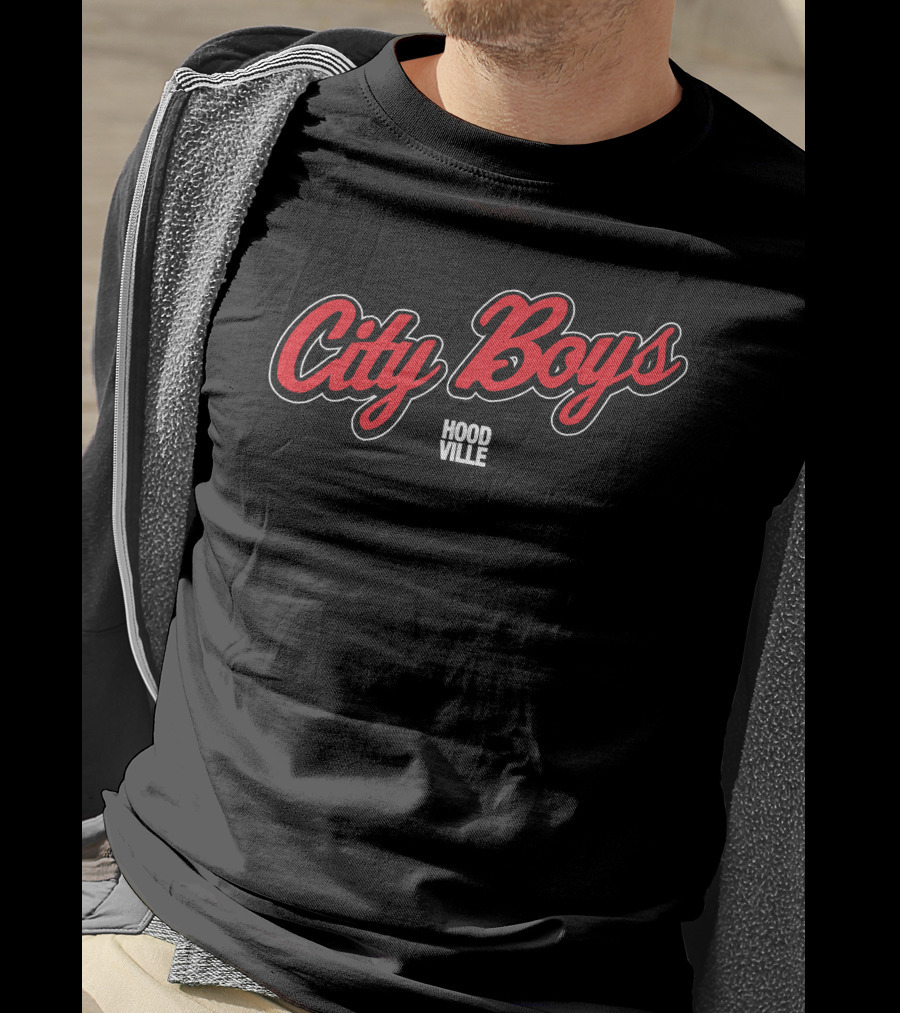 City Boys Hoodville Red Script Urban T-Shirt