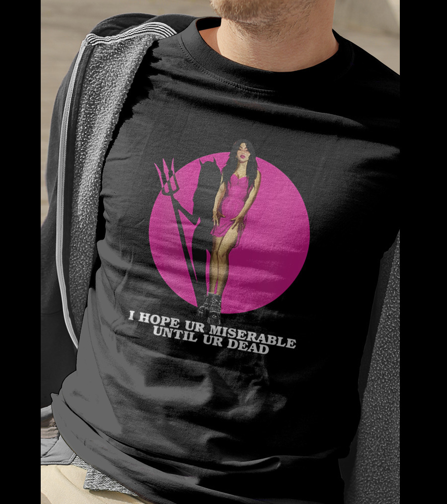 I Hope Ur Miserable Until Ur Dead Pink Devil Woman T-Shirt