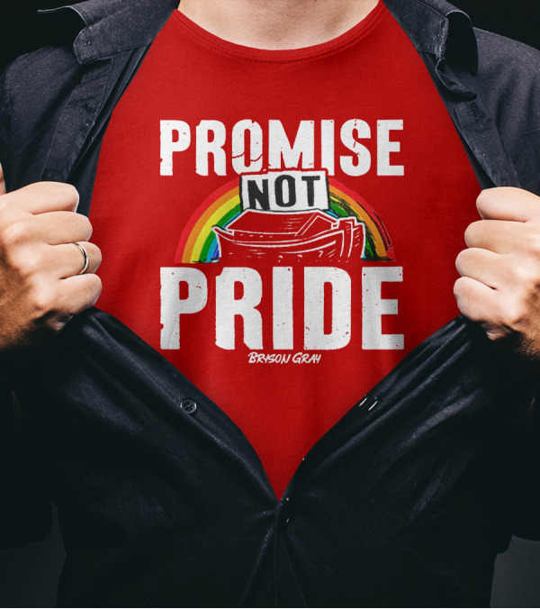 Promise Not Pride Noah's Ark Rainbow Bryson Gray T-Shirt