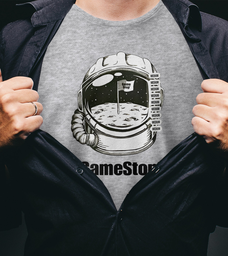 GameStop Astronaut Moon Medium Flag T-Shirt