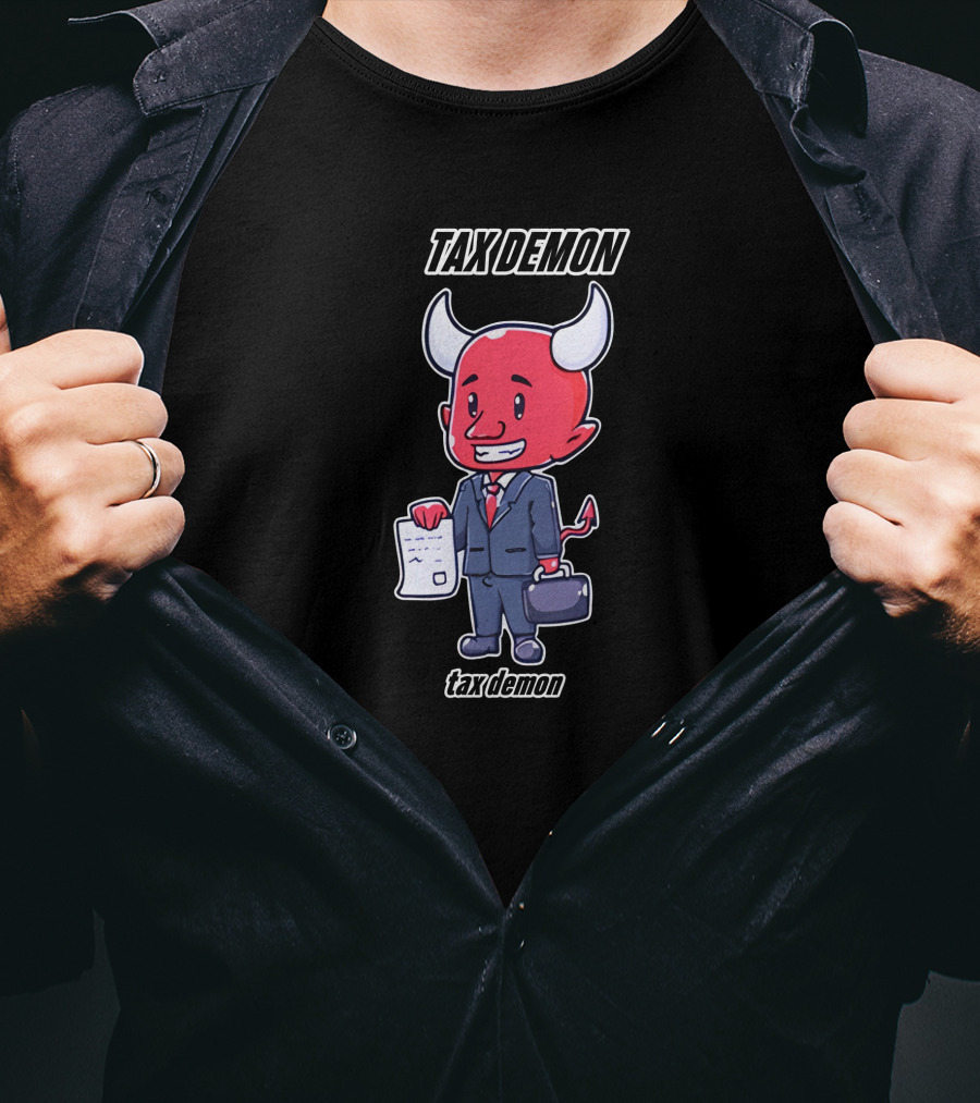 TAX DEMON Red Devil In Business Suit With Document And Briefcase T-Shirt