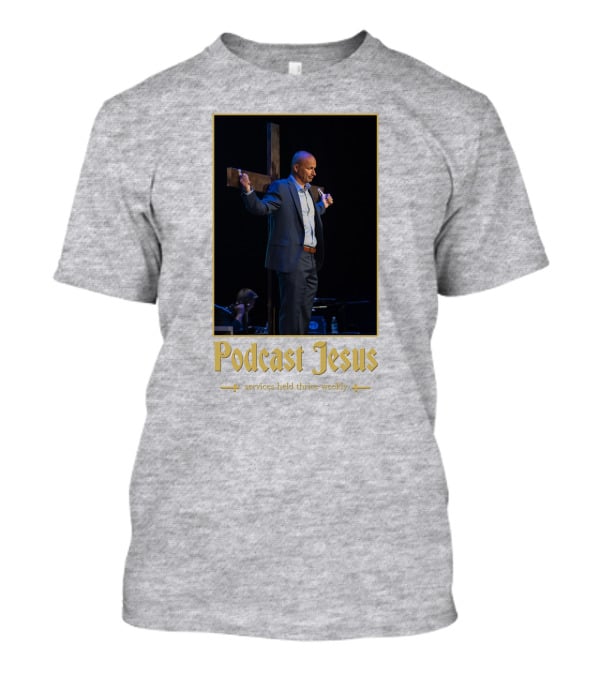 Podcast Jesus Services Held Thrice Weekly Speaker With Cross Image T-Shirt