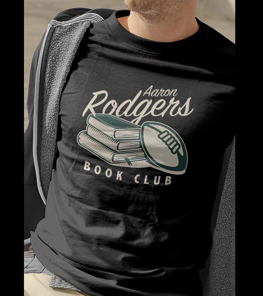 Pat McAfee Show Aaron Rodgers Book Club Football Stack T-Shirt