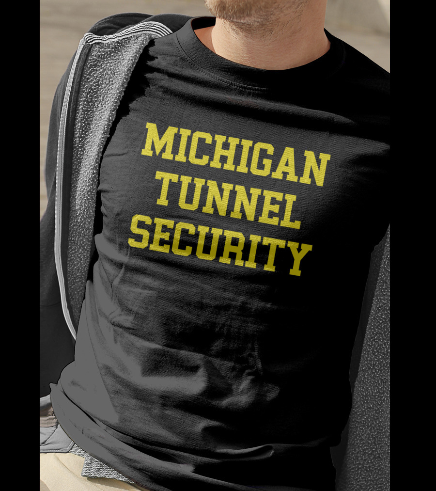 Michigan Tunnel Security Yellow Lettering T-Shirt