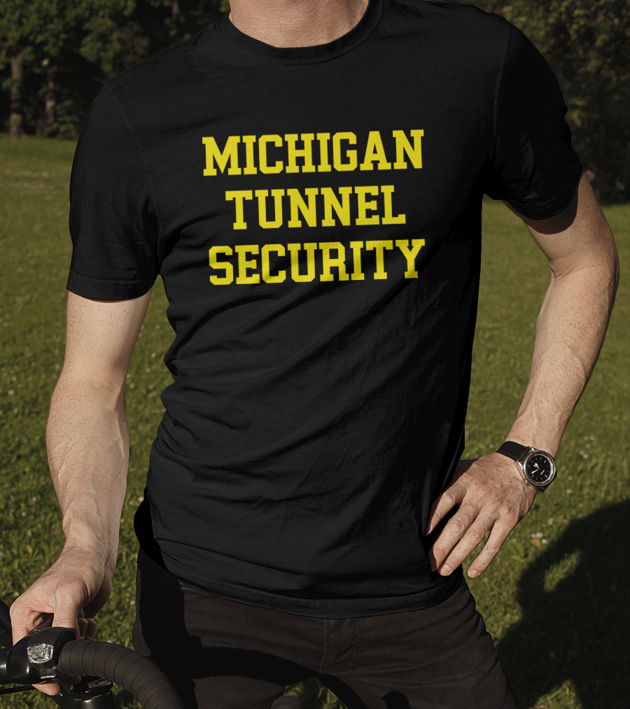 Michigan Tunnel Security Yellow Lettering T-Shirt