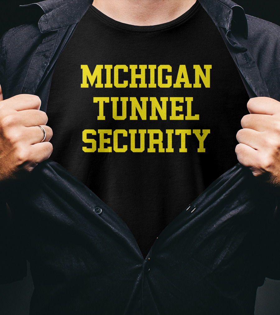 Michigan Tunnel Security Yellow Lettering T-Shirt