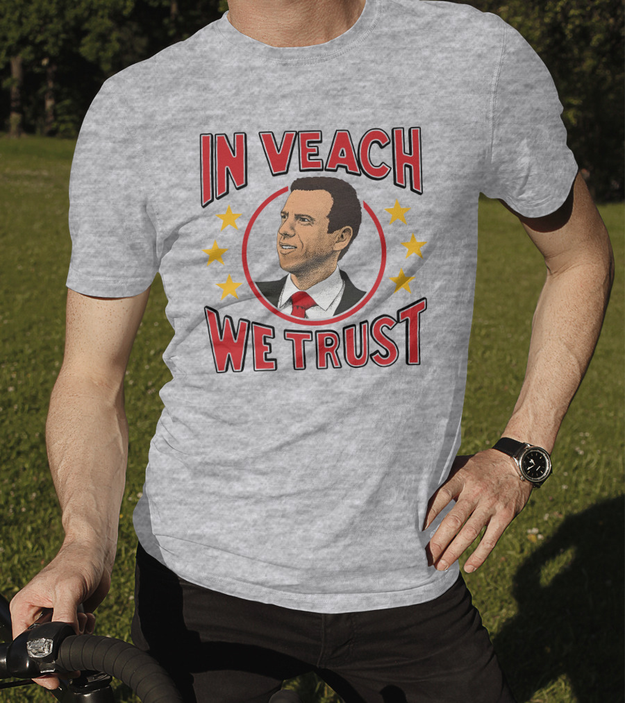 In Veach We Trust Red Tie Portrait With Yellow Stars T-Shirt