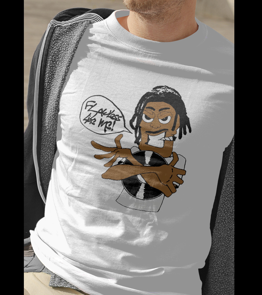 Flawless Like Me Vinyl Graphic Character With Crossed Arms And Vinyl Record T-Shirt