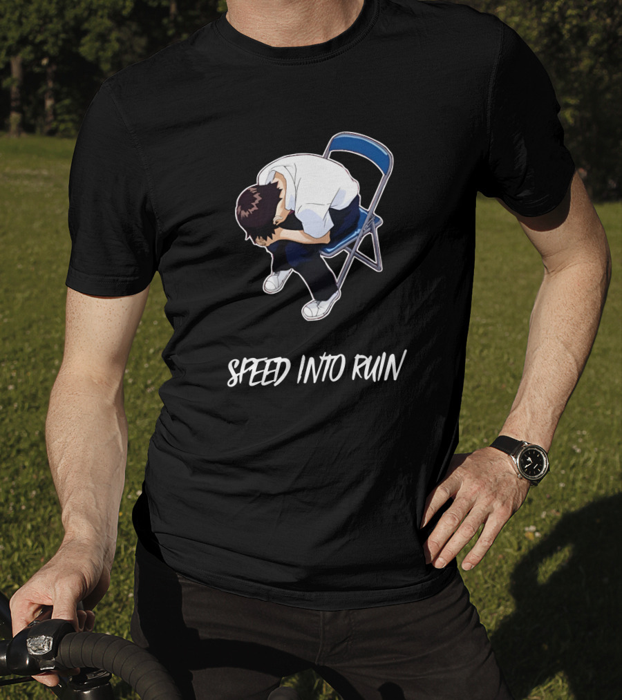 Speed Into Ruin Anime Guy On Folding Chair T-Shirt