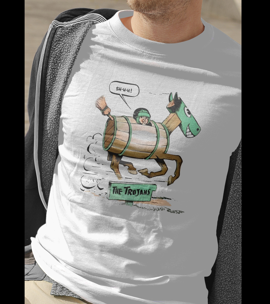 Tulane Football Sh-H-H The Trojans Trojan Horse Cartoon T-Shirt