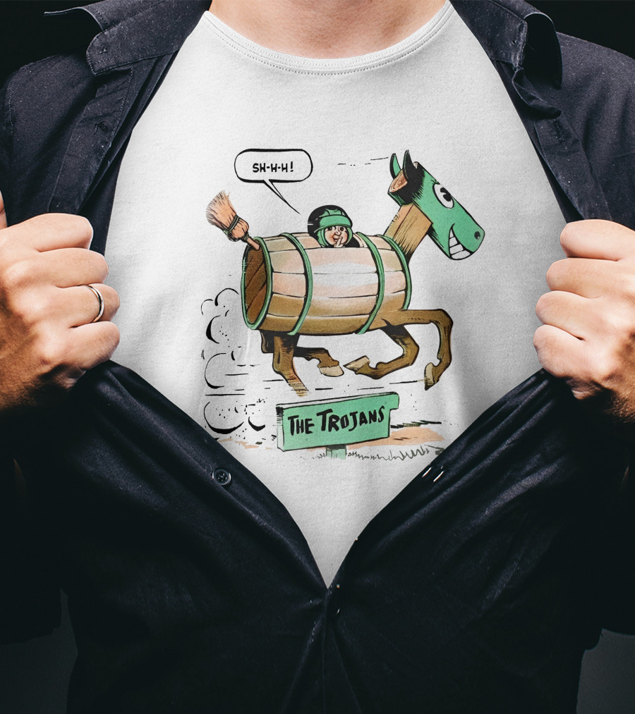 Tulane Football Sh-H-H The Trojans Trojan Horse Cartoon T-Shirt