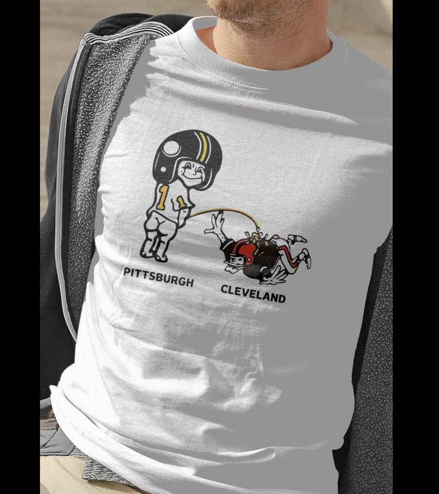 Yinzers Pittsburgh Cleveland Football Rivalry Cartoon T-Shirt