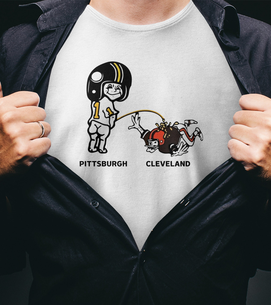 Yinzers Pittsburgh Cleveland Football Rivalry Cartoon T-Shirt