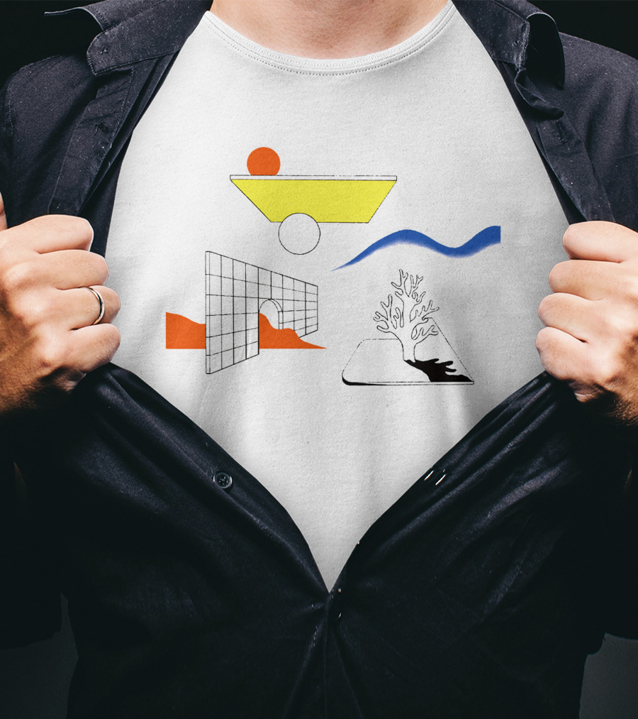 Winter Flower Reimagined Geometric Abstract Reflections T-Shirt