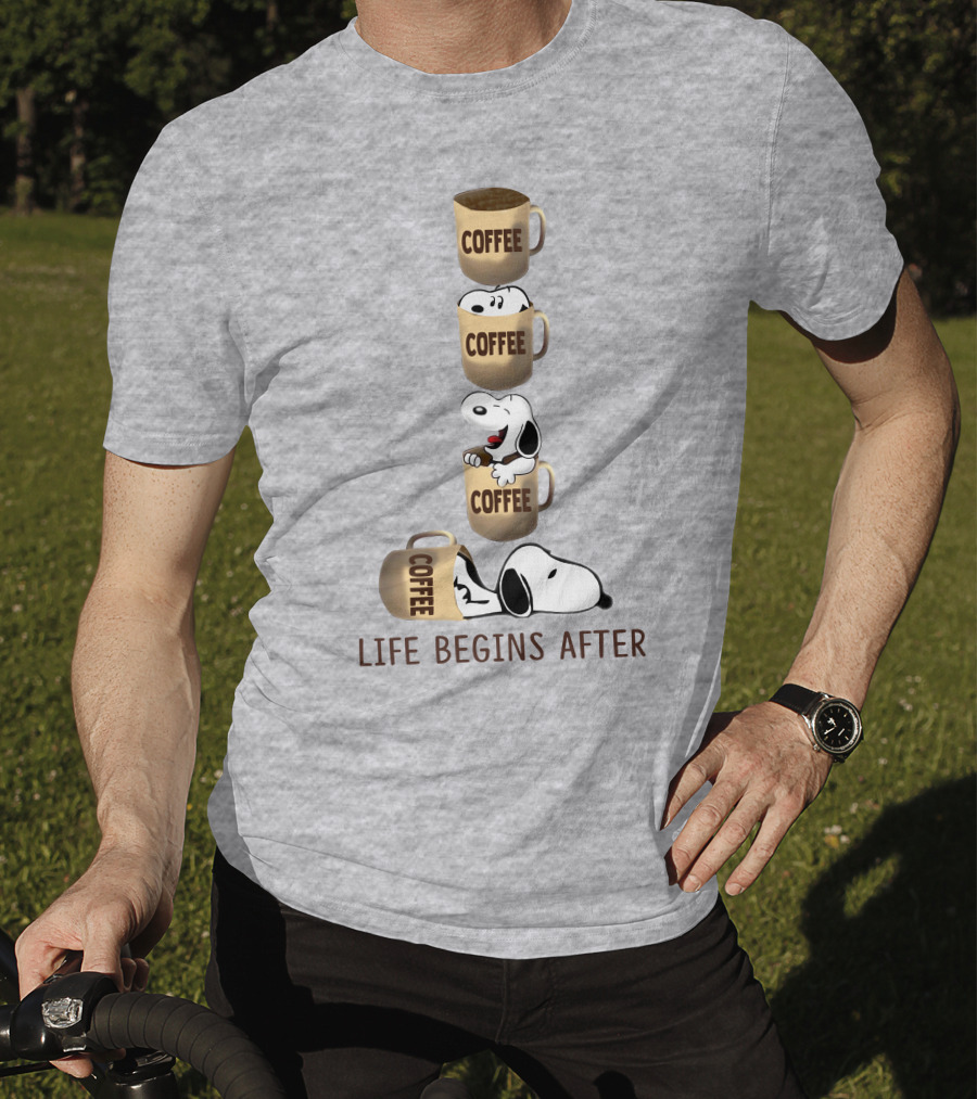 Life Begins After Coffee Snoopy Peanuts Mugs T-Shirt