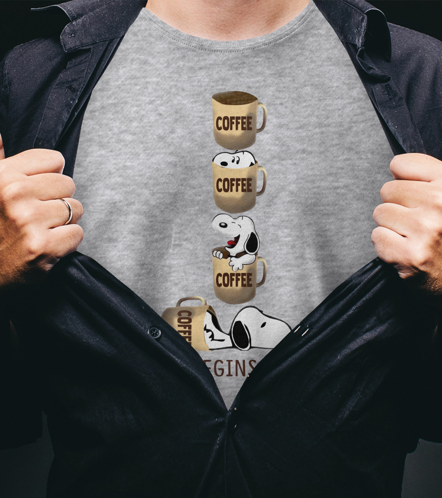 Life Begins After Coffee Snoopy Peanuts Mugs T-Shirt