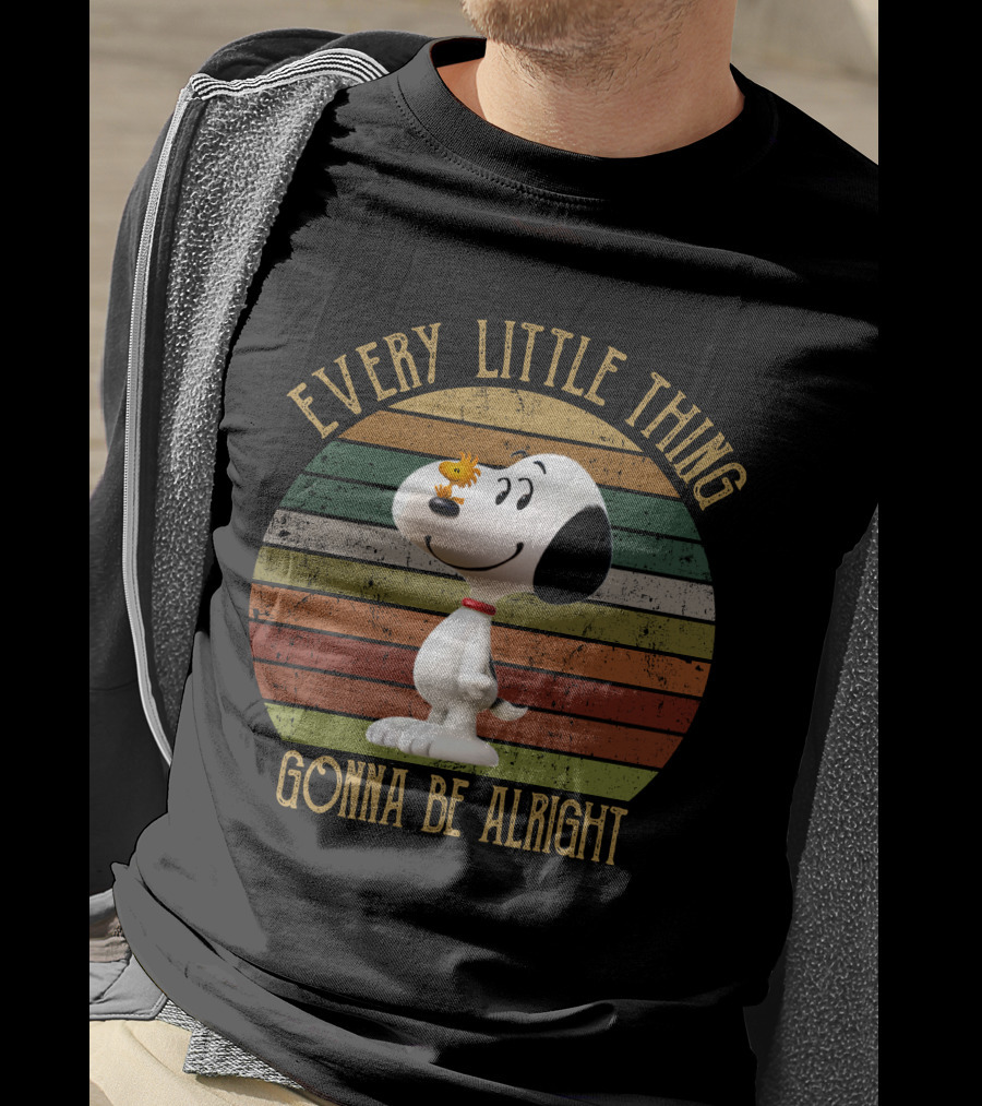 Every Little Thing Gonna Be Alright Snoopy Woodstock Vintage Circle T-Shirt