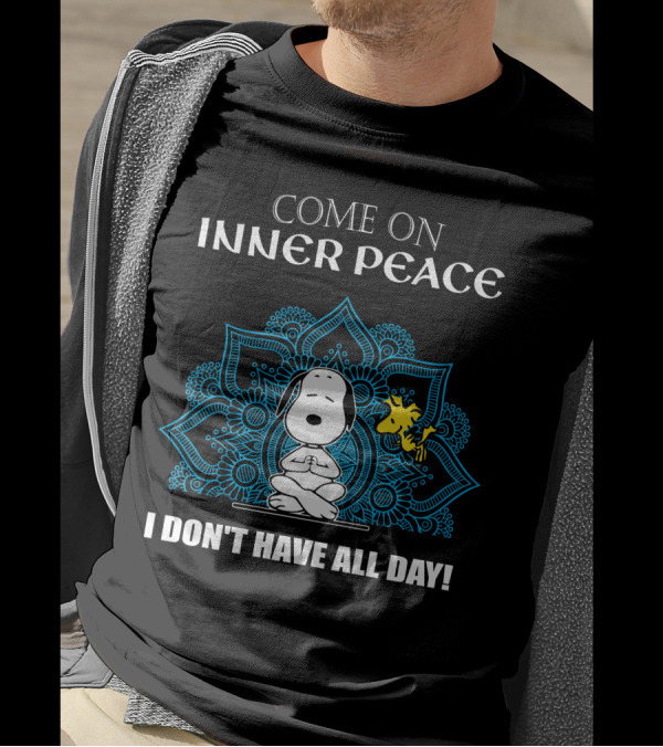 Come On Inner Peace I Don't Have All Day Snoopy And Woodstock Lotus Mandala T-Shirt