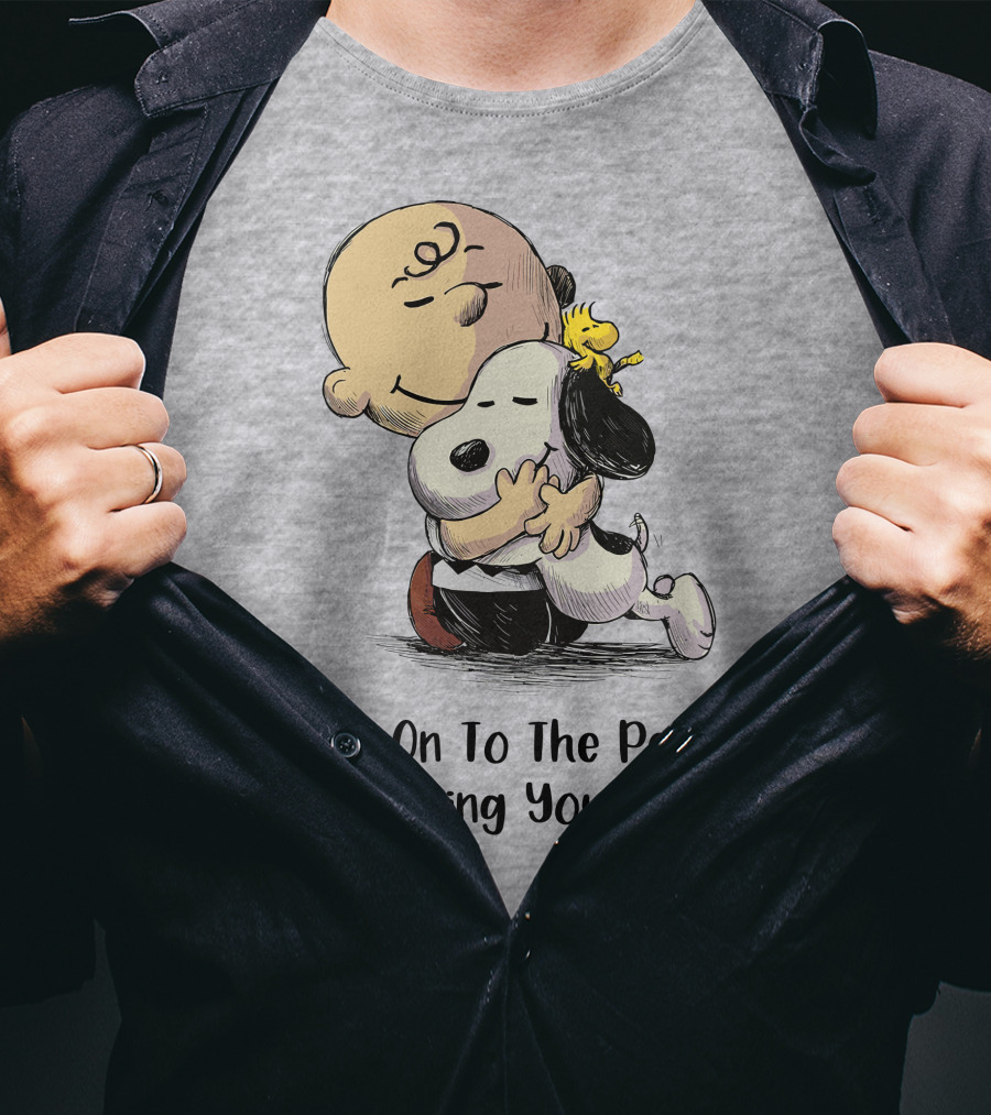 Hold On To The People Who Bring You Peace Charlie Brown Snoopy Woodstock Hug T-Shirt