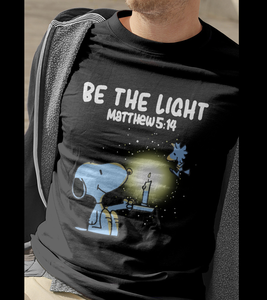 Be The Light Matthew 5:14 Snoopy Holding Candle Woodstock T-Shirt