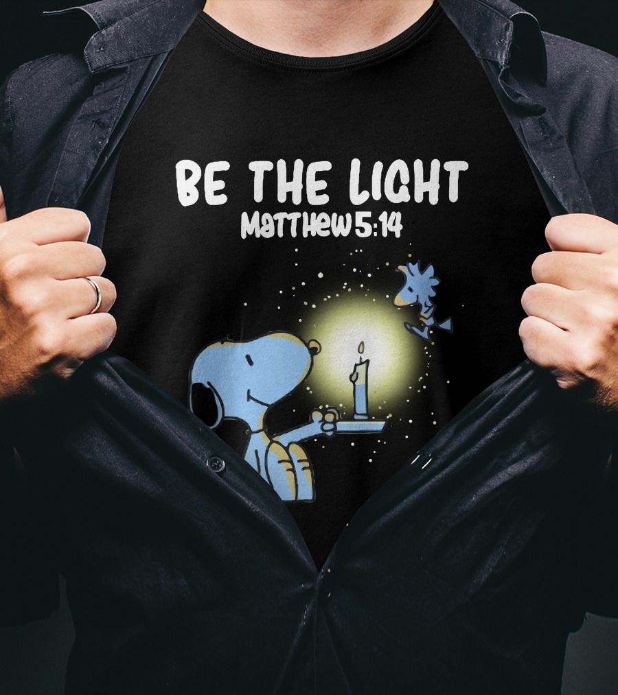 Be The Light Matthew 5:14 Snoopy Holding Candle Woodstock T-Shirt