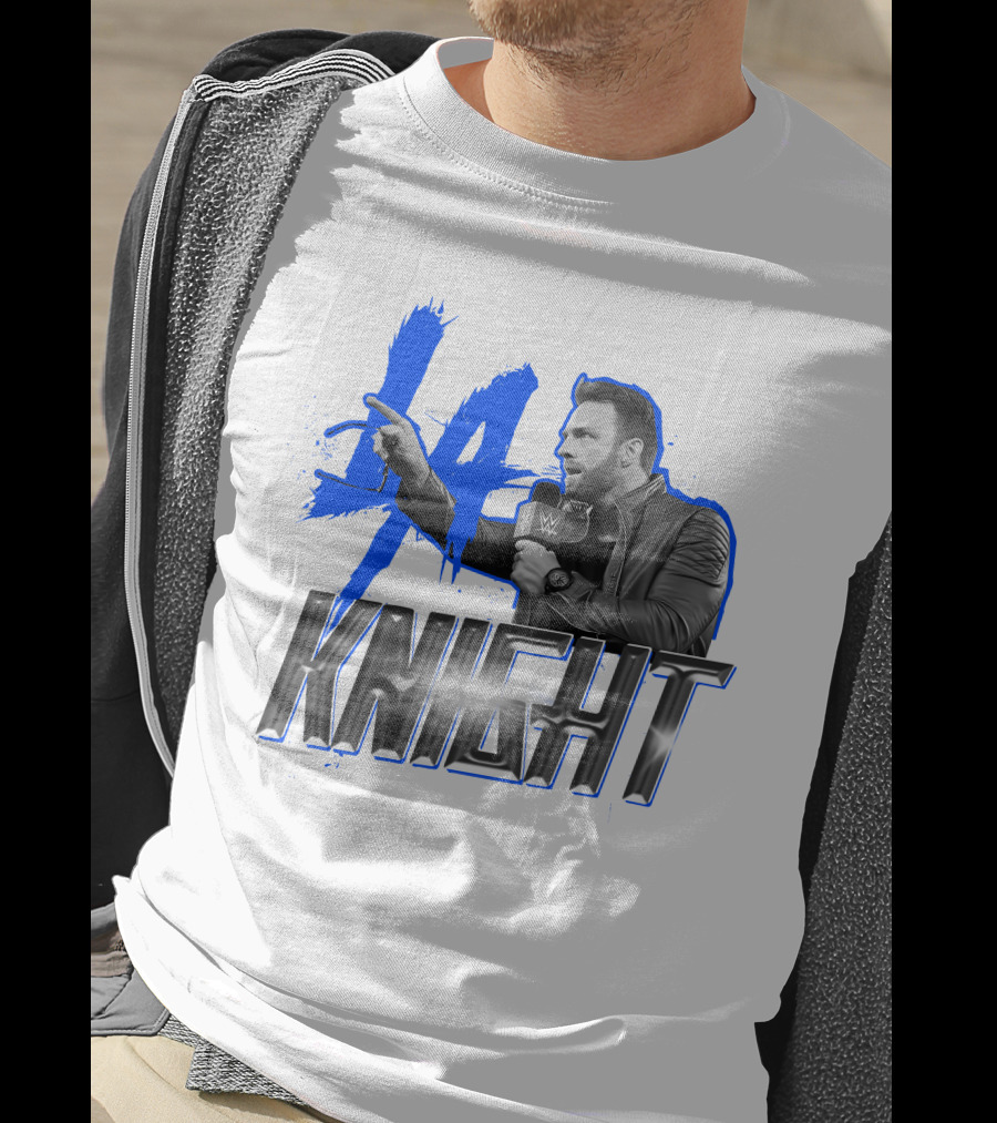 WWE LA Knight Promo With Microphone And Blue Splash T-Shirt