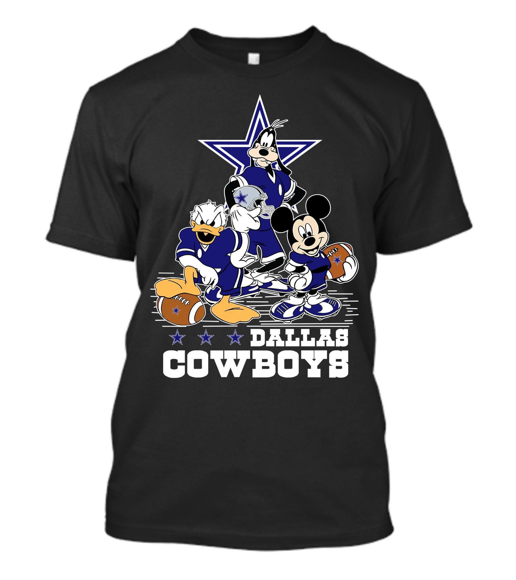 Mickey Mouse Donald Goofy Dallas Cowboys Football Stars T-Shirt