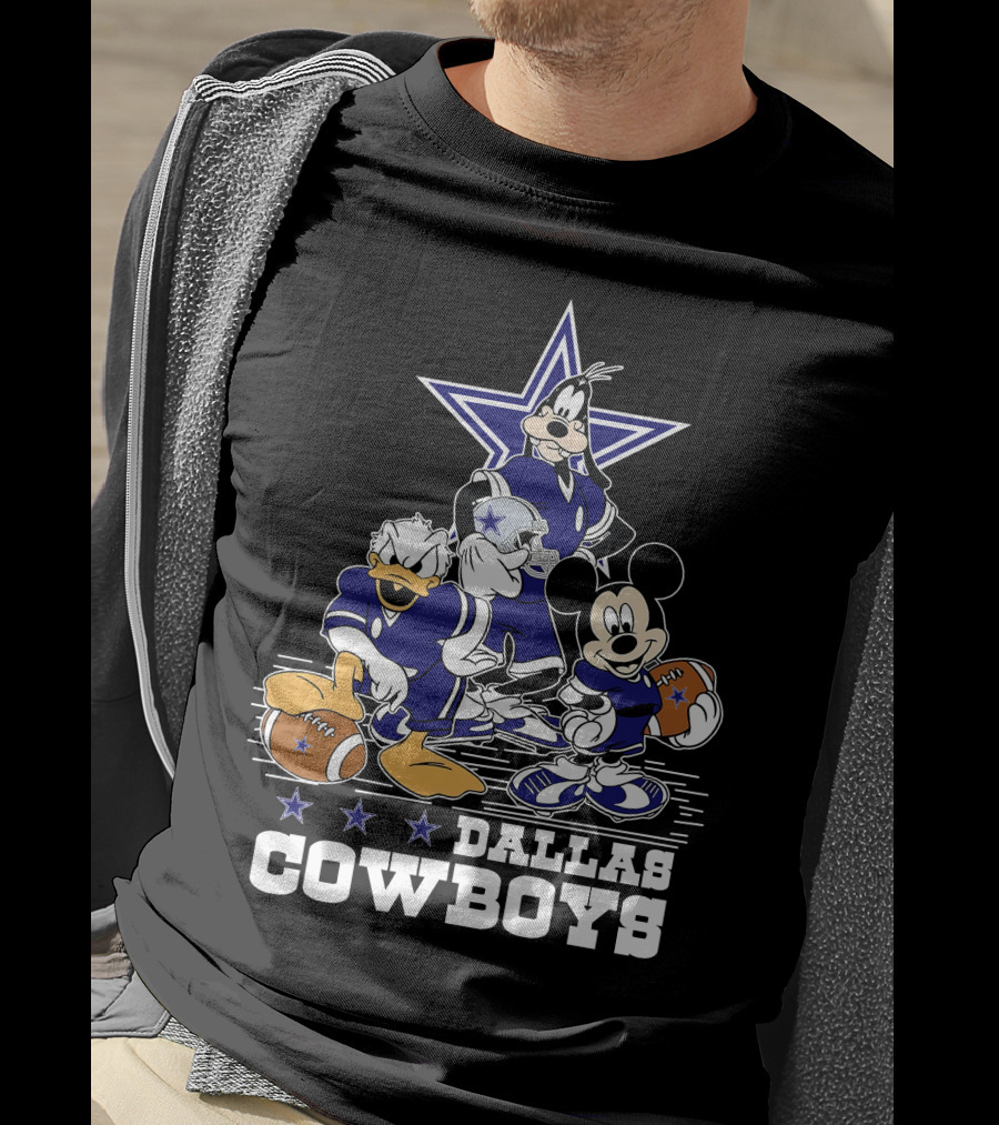 Mickey Mouse Donald Goofy Dallas Cowboys Football Stars T-Shirt