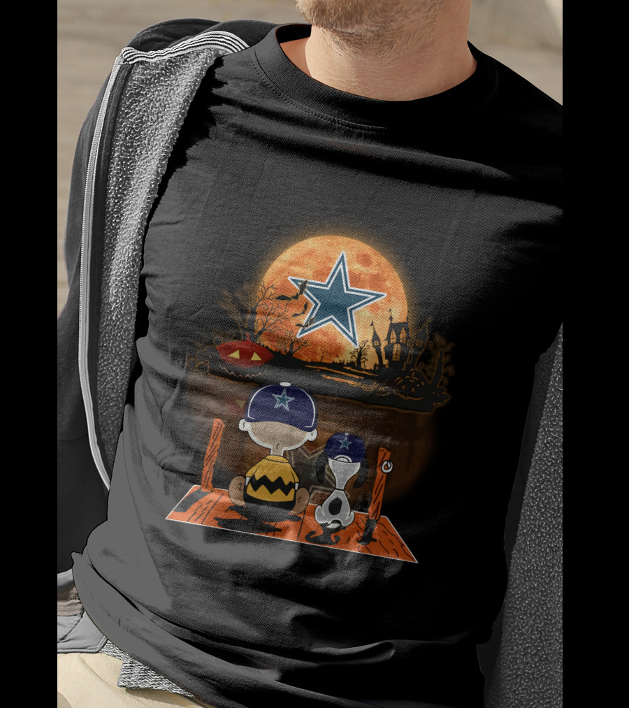 Dallas Cowboys Halloween Moon Star Pumpkin Patch T-Shirt