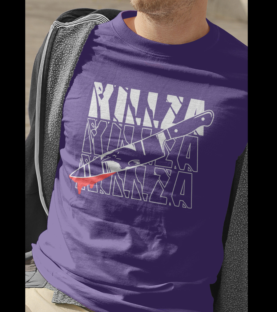 Killza Knife Graphic With Bold Repeated Text T-Shirt