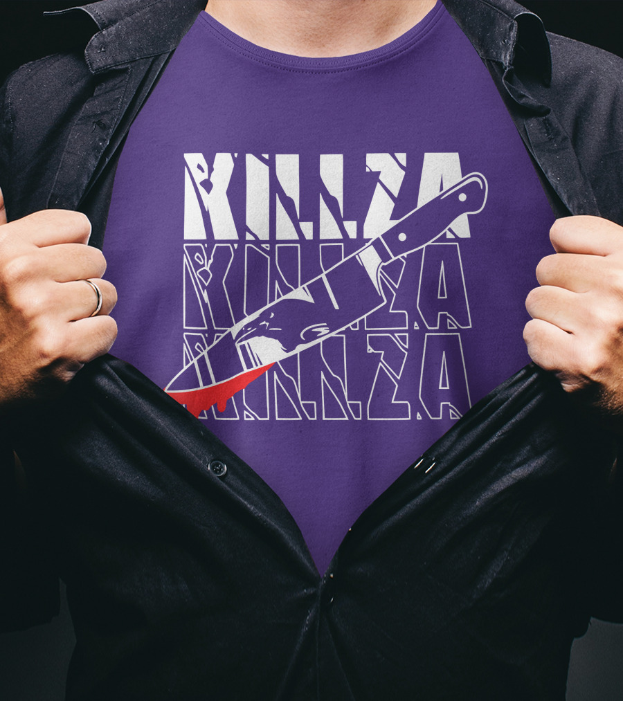 Killza Knife Graphic With Bold Repeated Text T-Shirt