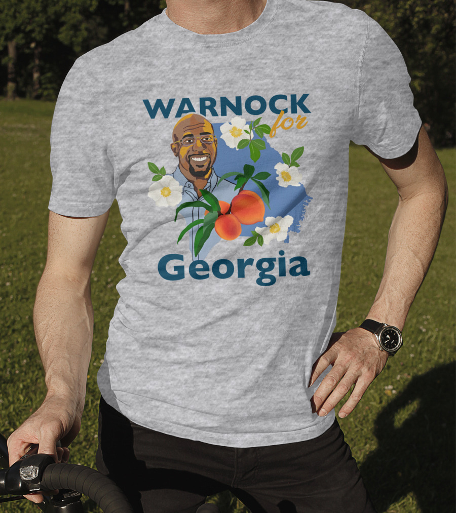 Warnock For Georgia Illustration With Flowers And Peaches T-Shirt