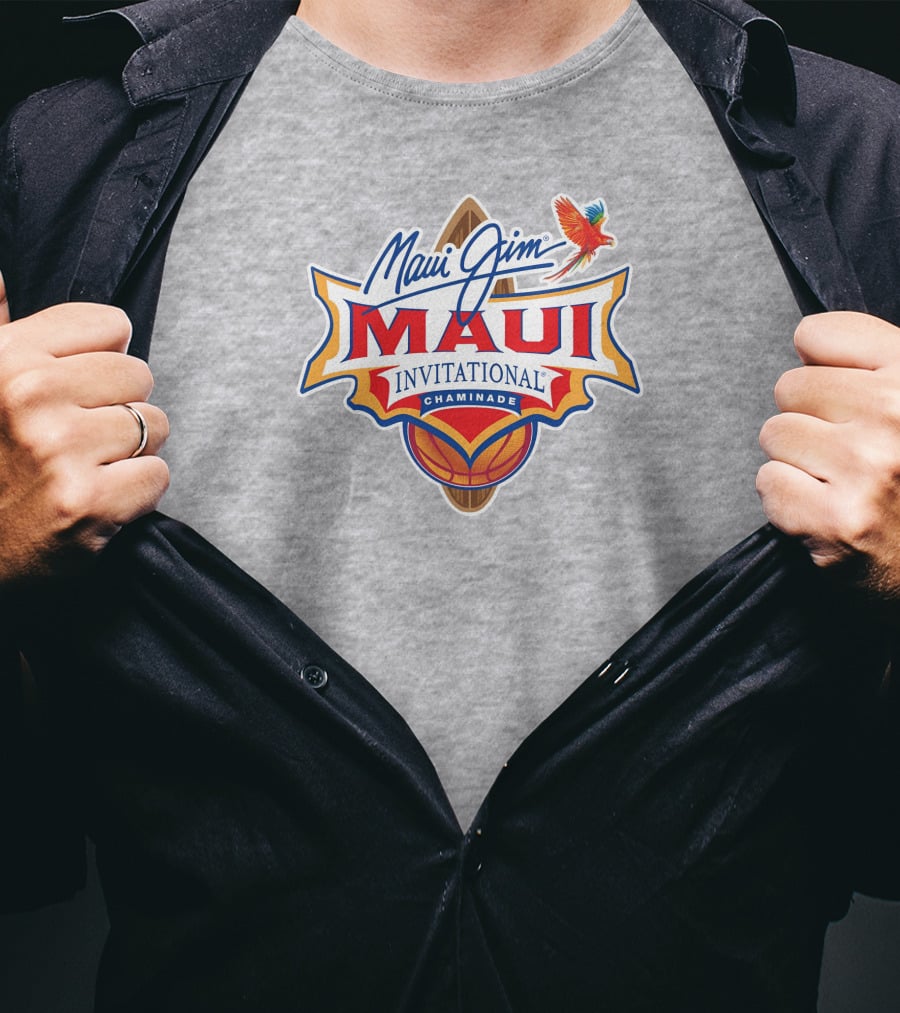 Maui Jim Invitational Chaminade Basketball Surfboard Logo עם תוכי T-Shirt