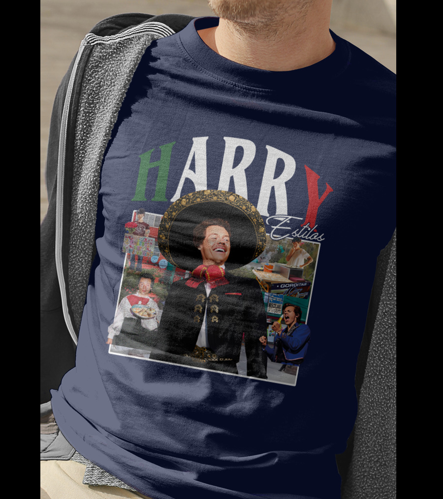 HARRY Estilos Mariachi Themed Collage In Festive Attire T-Shirt
