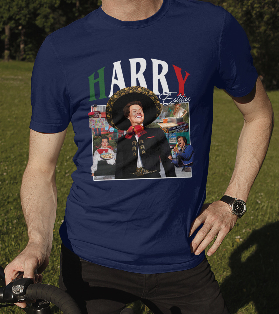 HARRY Estilos Mariachi Themed Collage In Festive Attire T-Shirt