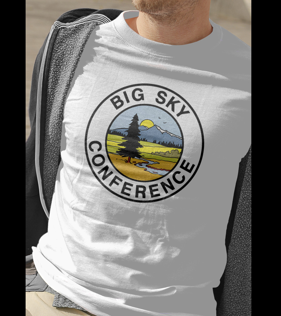 Big Sky Conference Nature Scene With Mountains And River Saxum T-Shirt