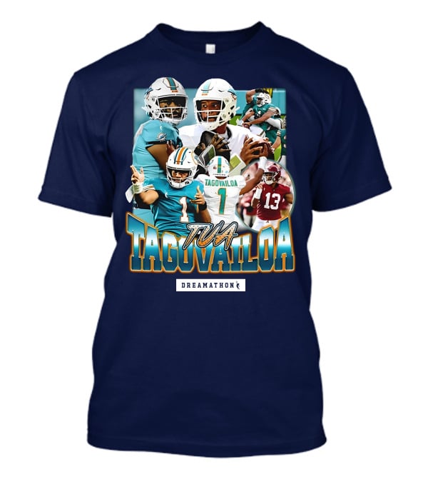Dreamathon Tua Tagovailoa Collage Football Action T-Shirt
