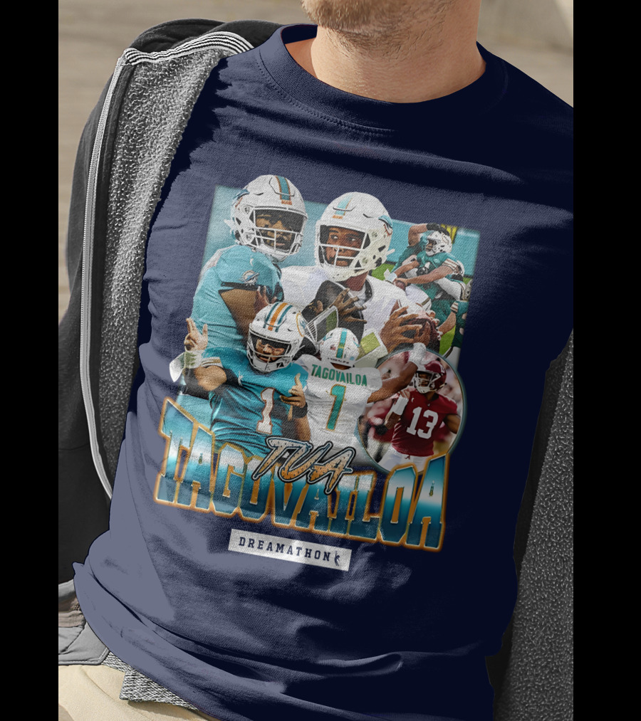 Dreamathon Tua Tagovailoa Collage Football Action T-Shirt